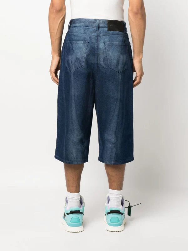 OFF WHITE BODY SCAN DENIM SHORTS BLUE