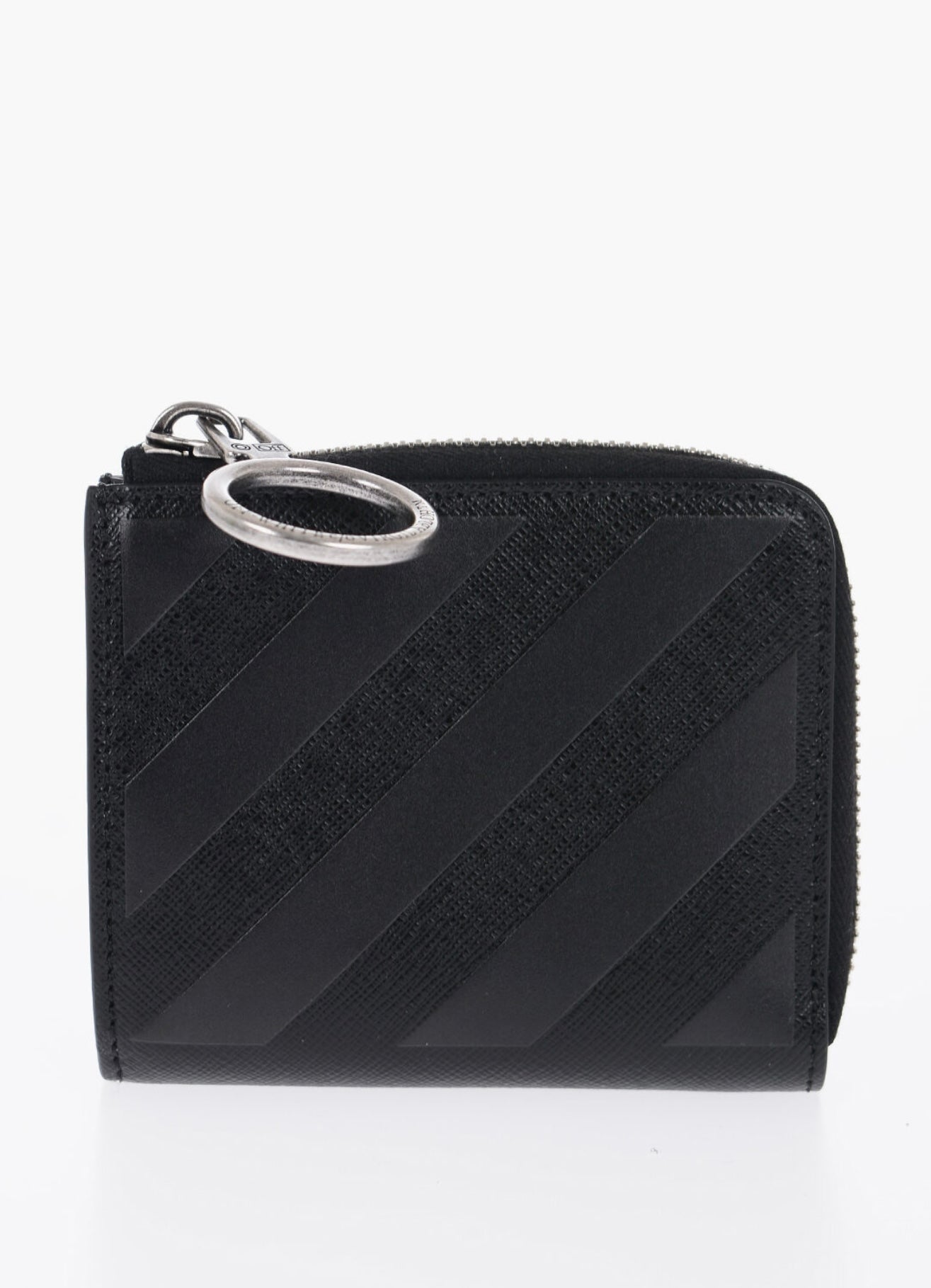 MONEDERO OFF-WHITE LEATHER SAFFIANO ZIP CLOSURE