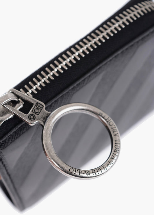 MONEDERO OFF-WHITE LEATHER SAFFIANO ZIP CLOSURE