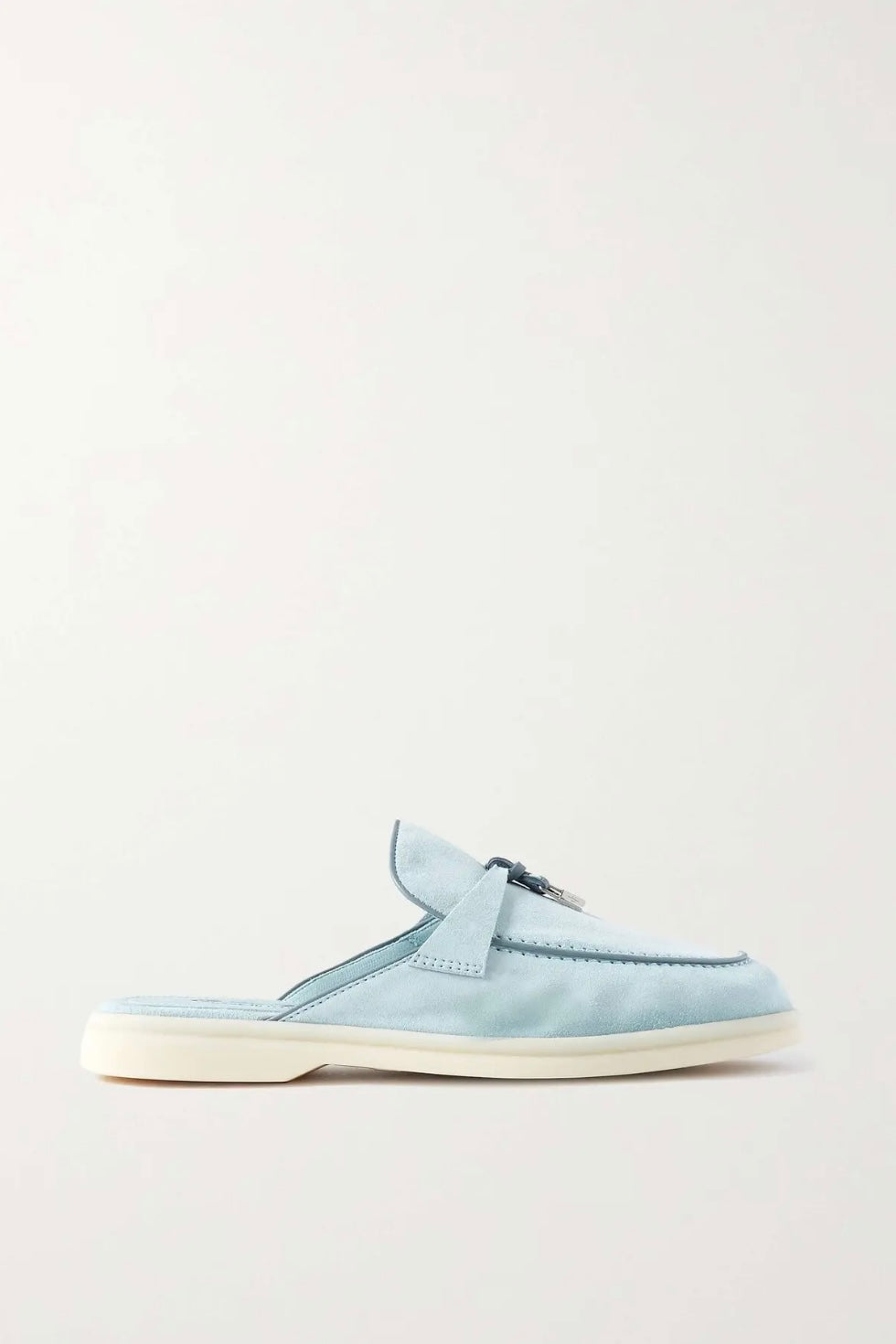 LORO PIANA Babouche Charms Walk Suede Slippers - Light Blue