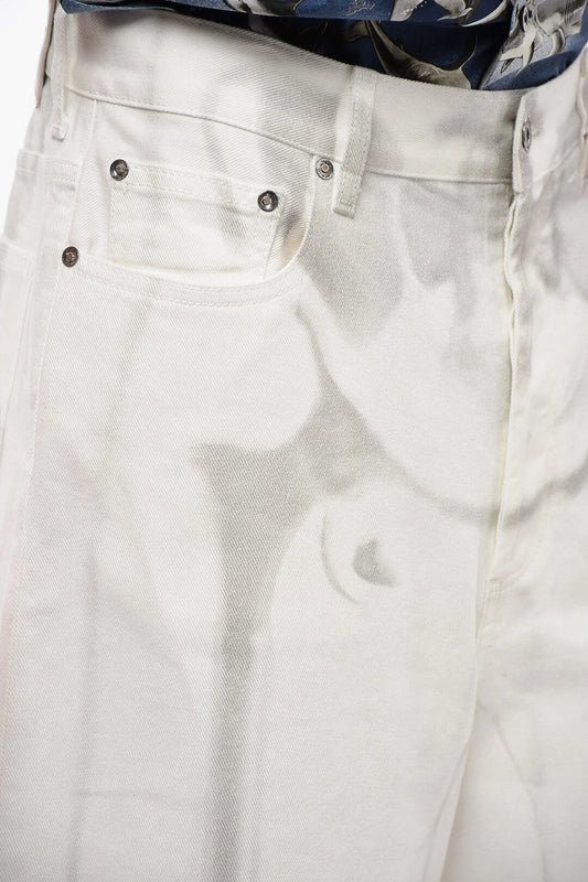 OFF WHITE BODY SCAN DENIM SHORTS WHITE