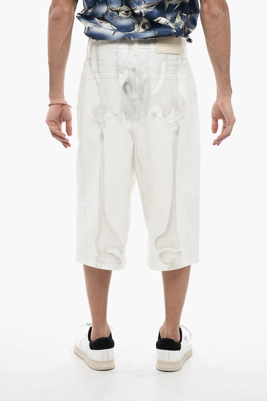 OFF WHITE BODY SCAN DENIM SHORTS WHITE