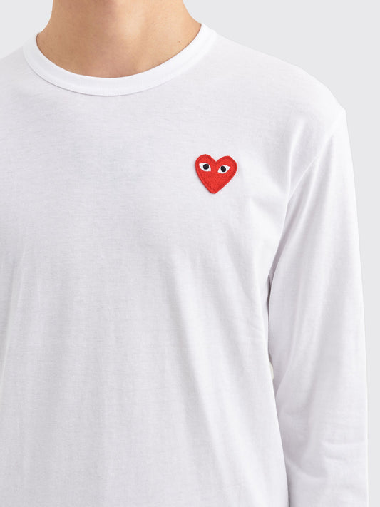 CAMISETA LONG SLEEVE COMME DES GARÇONS PLAY WHITE RED LOGO