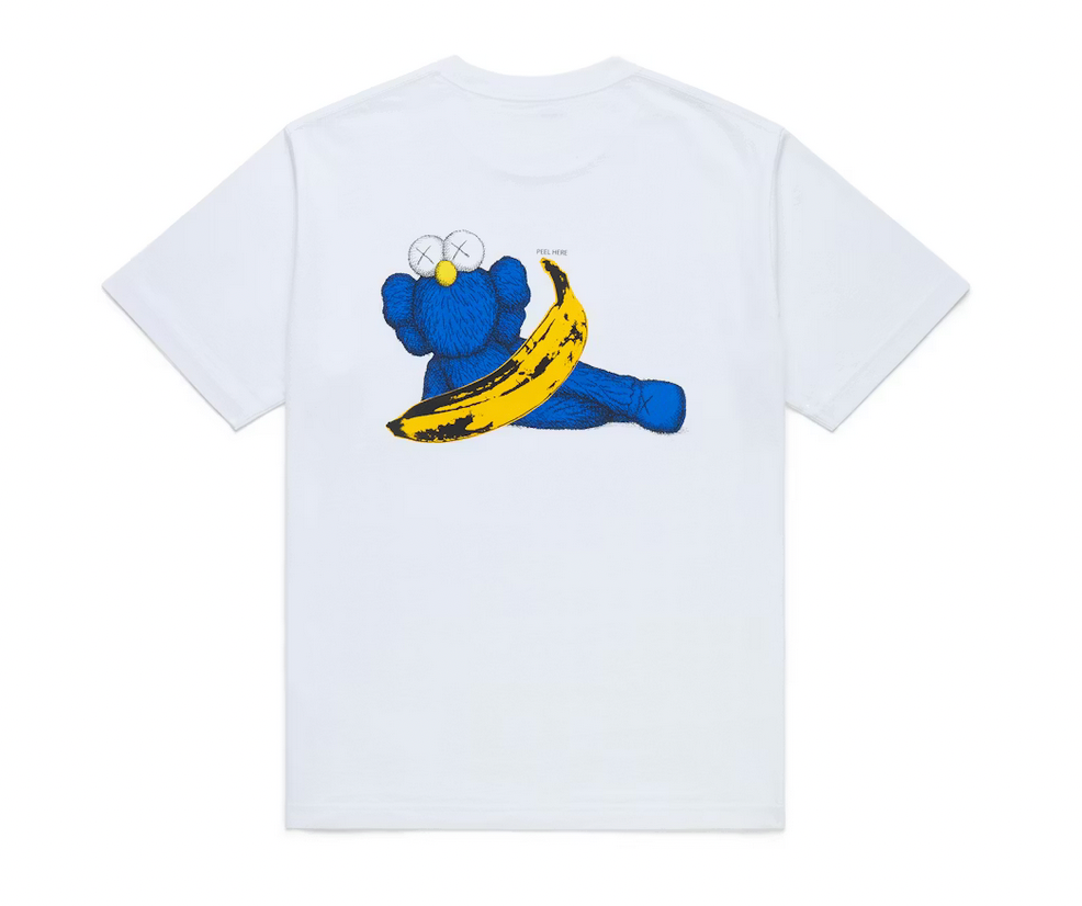 CAMISETA KAWS WARHOL WHITE GRAPHIC BLUE BANANA