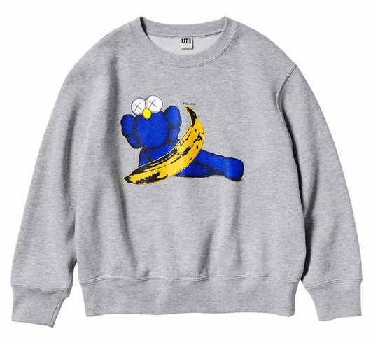 SUDADERA CREWNECK KAWS WARHOL GRAPHIC BLUE BANANA