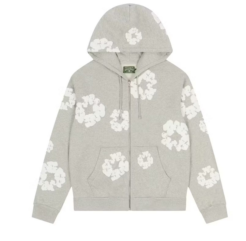SUDADERA ZIPPED DENIM TEARS GREY