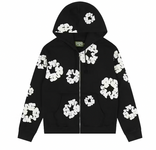 SUDADERA ZIPPED DENIM TEARS BLACK